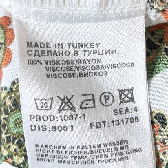 NWOT HUGO BOSS Shirt Men L Floral Geo-Print Green Coral White Button-Up Long Slv - Picture 4 of 8